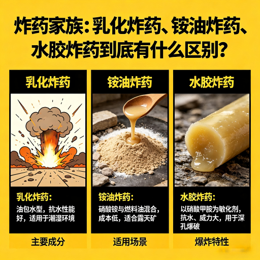 秀洲炸药家族：乳化炸药、铵油炸药、水胶炸药到底有什么区别？